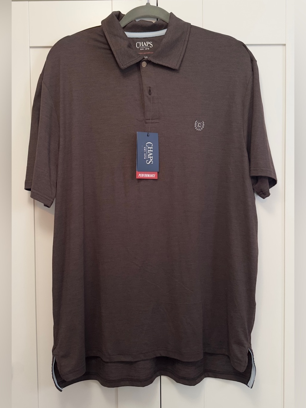 Chaps Men's Brown Performance Polo Shirt Sz LG NEW!
